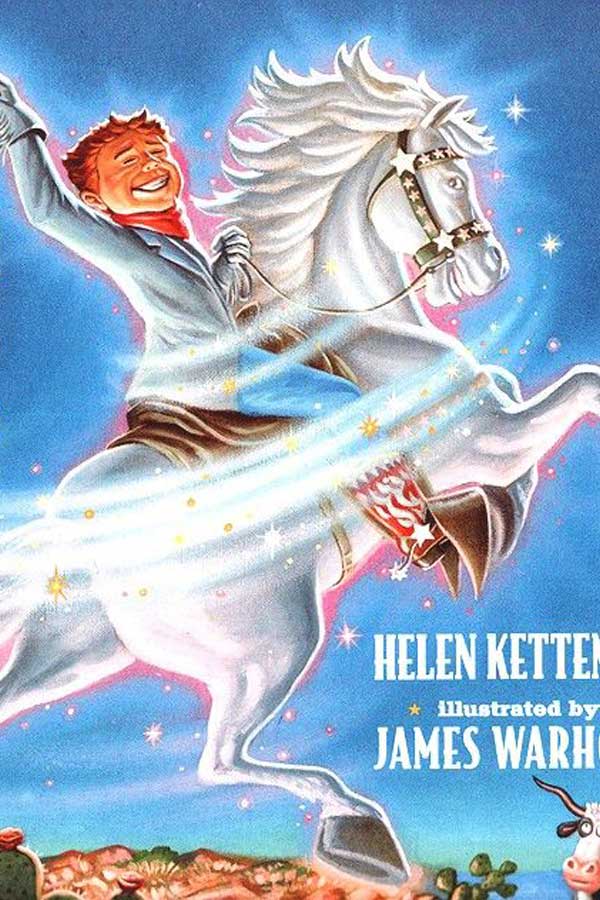 book cover of "Bubba the Cowboy Prince" showing a young boy on a rearing white horse with an air of magic around him