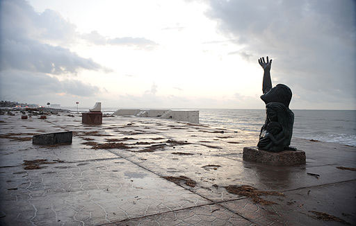 Sculptor David W. Moore's bronze monument to the victims and survivors of the Great Storm in Galveston, Texas.