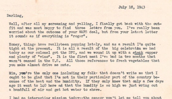 Letter B Segall To Mimi Lindstrom July 18 1943