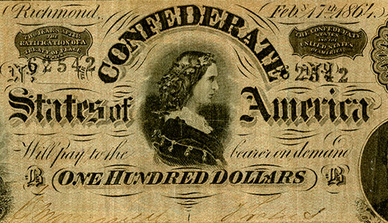 Authentic buy 1864 Confederate 100 dollar bill