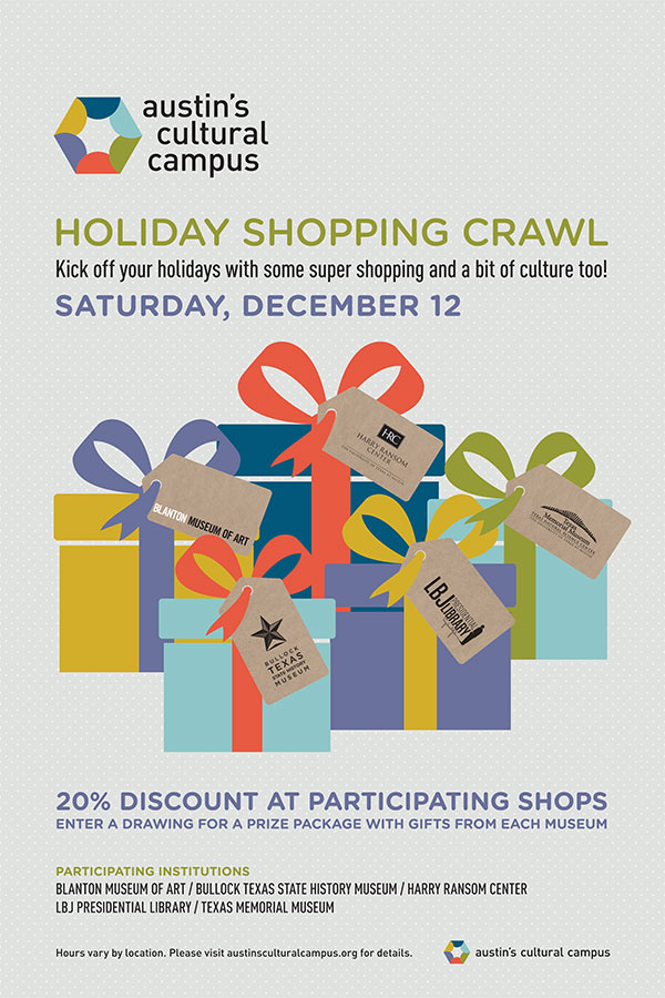 2015 Austin Cultural Campus Holiday Shopping Crawl Flyer