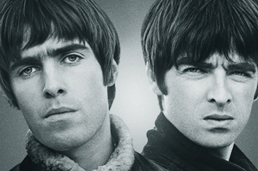 a black and white film poster for "Oasis: Supersonic" with Noah and Liam Gallagher wearing jackets