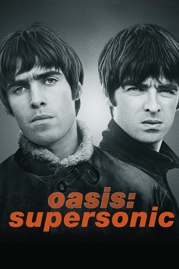 film poster for "Oasis: Supersonic" with Noah and Liam Gallagher wearing jackets