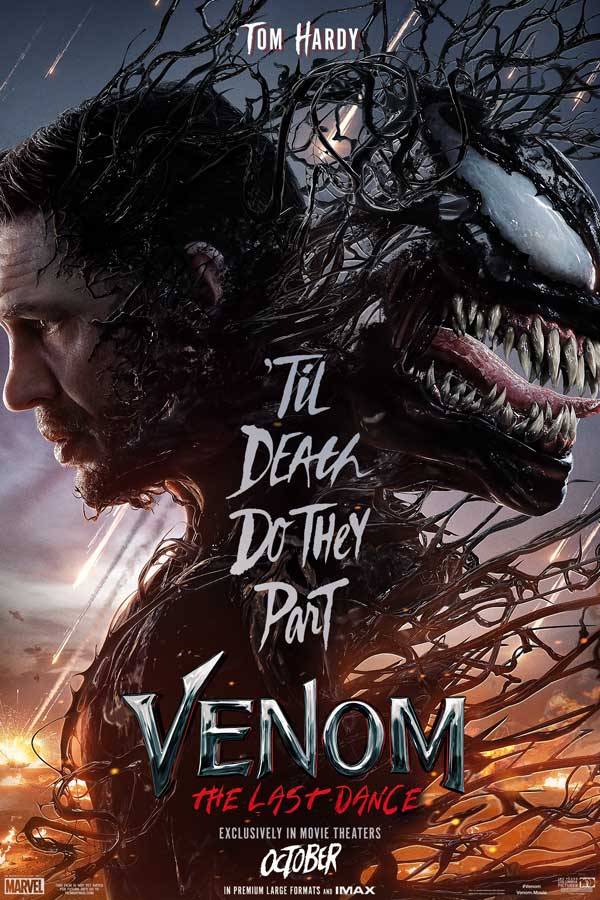 film poster for "Venom: The Last Dance" with Eddie and Venom back to back