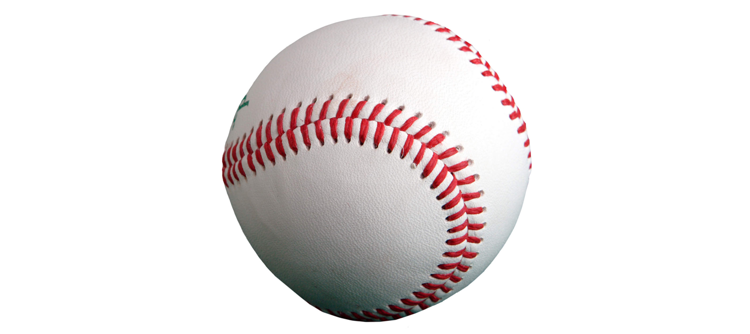 white baseball with red stitching