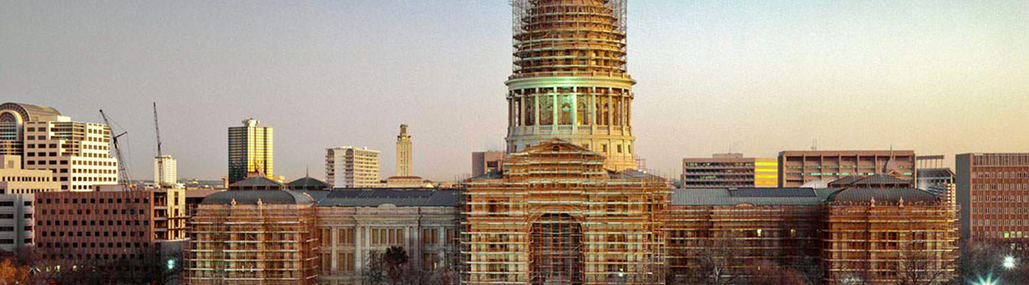 Texas Capitol surrounded by scaffolding
